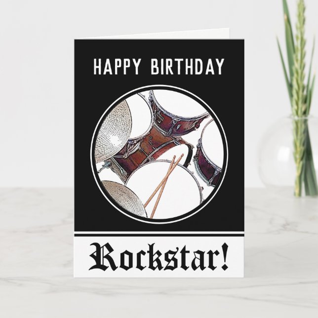 Drummer Birthday Drum Rockstar Musician Drumming C Card (Front)