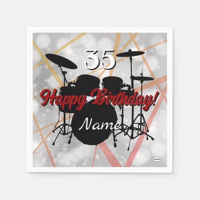 Drummer Birthday Theme Napkin HAMbWG (Front)