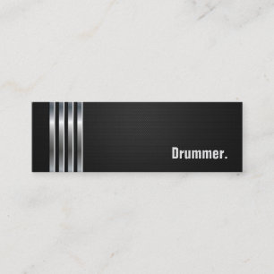 Drummer - Black Silver Stripes Mini Business Card