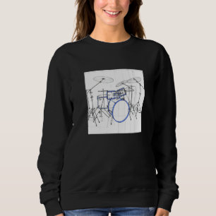 Drummer Blueprint Style Vintage Drum Set Drumset D Sweatshirt