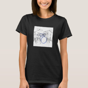 Drummer Blueprint Style Vintage Drum Set Drumset D T-Shirt