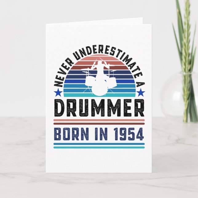 Drummer born 1954 70th Birthday Drumming Gift Dad Card (Front)
