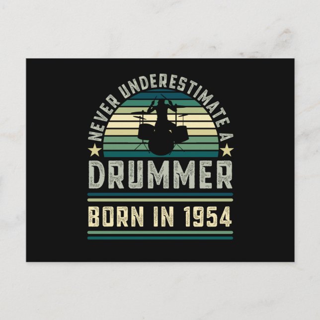 Drummer born 1954 70th Birthday Drumming Gifts Postcard (Front)