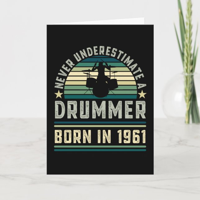 Drummer born 1961 60th Birthday Drumming Gifts Card (Front)