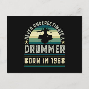 Drummer born 1968 60th Birthday Drumming Gifts Postcard
