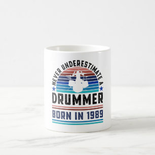 Drummer born 1989 40th Birthday Drumming Gift Dad Coffee Mug