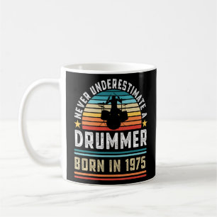 Drummer born in 1975 50th Birthday Drumming Coffee Mug