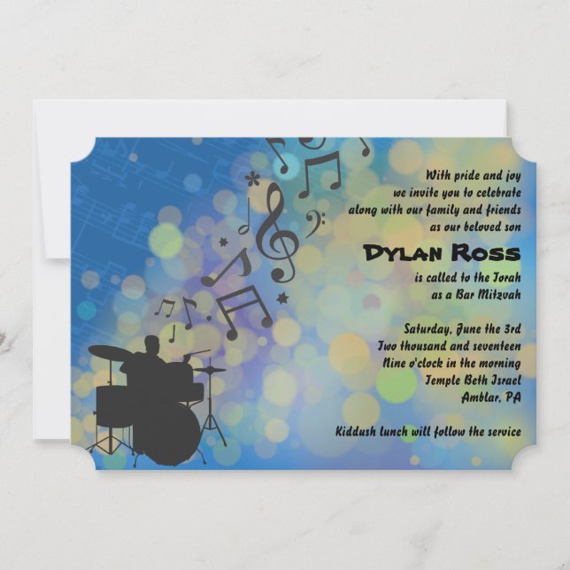 DRUMMER BOY  Bar Mitzvah Invitation (Front)