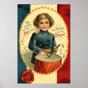 Drummer Boy Star Red White Blue Poster