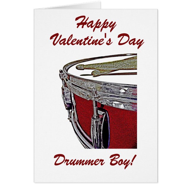 Drummer Boy Valentine Card Snare Drum Drum Sticks (Front)