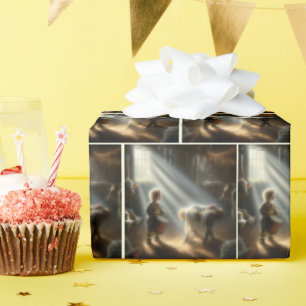 Drummer Boy With Baby Jesus In a Manger Wrapping Paper