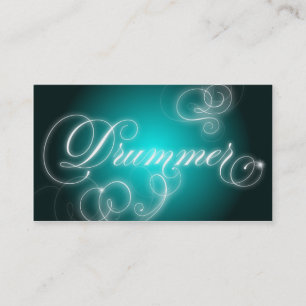 Drummer Business Card Elegant Flourish Glow