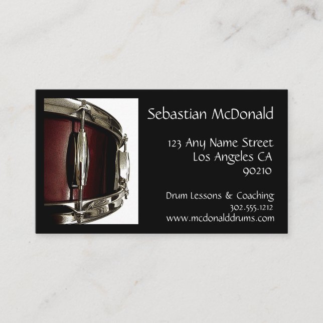 Drummer Business Card Percussion Business Card (Front)