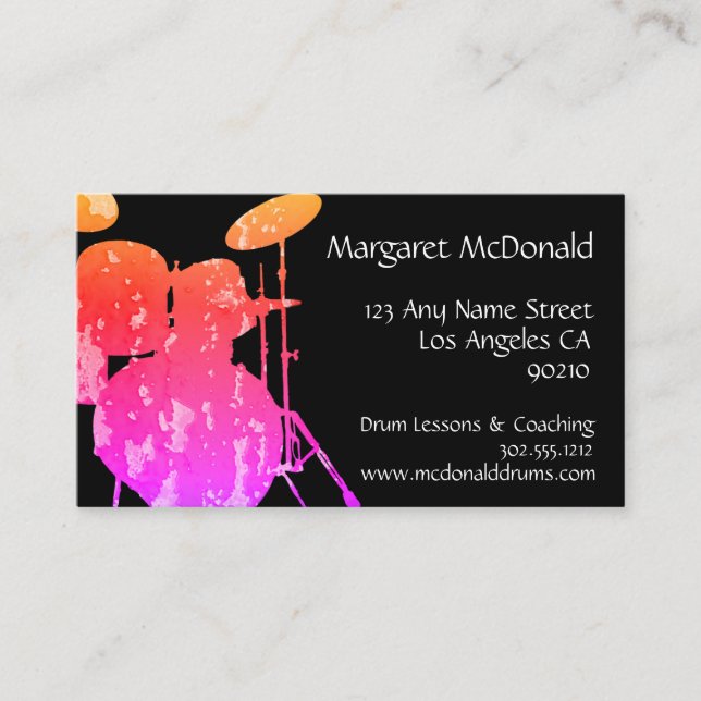 Drummer Business Card Percussion Business Card (Front)