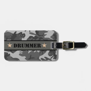 DRUMMER Camo Print Snare Drum Drumming Percussion  Luggage Tag