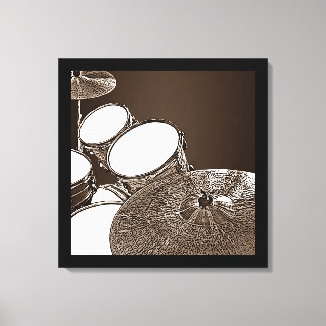 Drummer Canvas Drum Kit with Crash Square Art Print (Front)