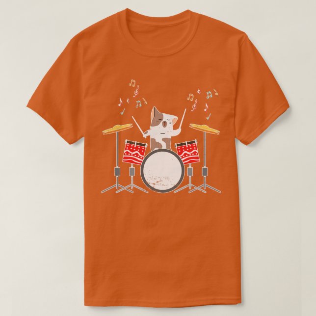 Drummer Cat Drums T-Shirt (Design Front)