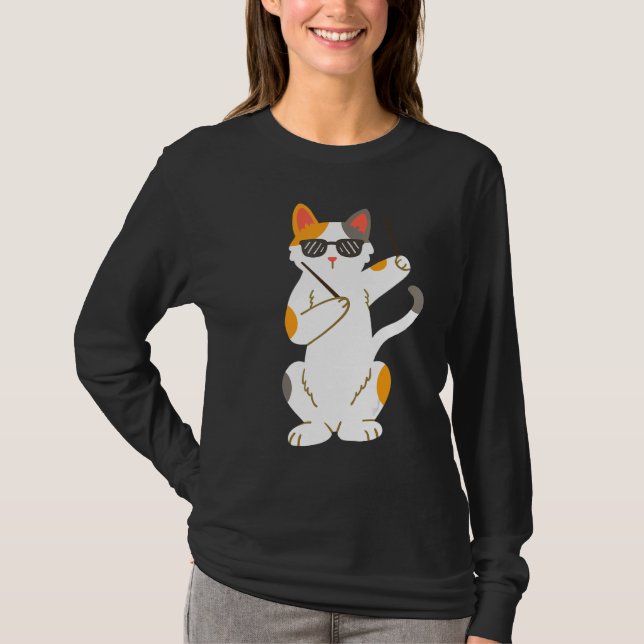 Drummer Cat Drumsticks Drumming T-Shirt (Front)