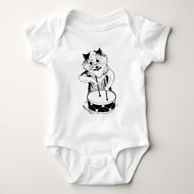 Drummer Cat, Louis Wain Baby Bodysuit (Front)
