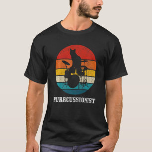 Drummer Cat Purrcussionist Vintage Drums Drumming  T-Shirt