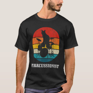 Drummer Cat Purrcussionist Vintage Drums Drumming  T-Shirt