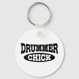Drummer Chick Key Ring