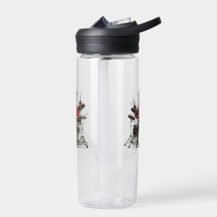 Drummer Christmas Funny Vintage Santa Playing Drum Water Bottle
