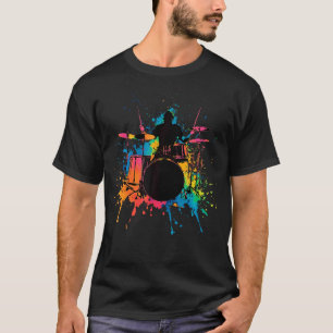 Drummer Colorful Drums Drumming Music Lover T-Shirt