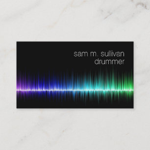 Drummer Colourful Sound Wave Musician Business Card