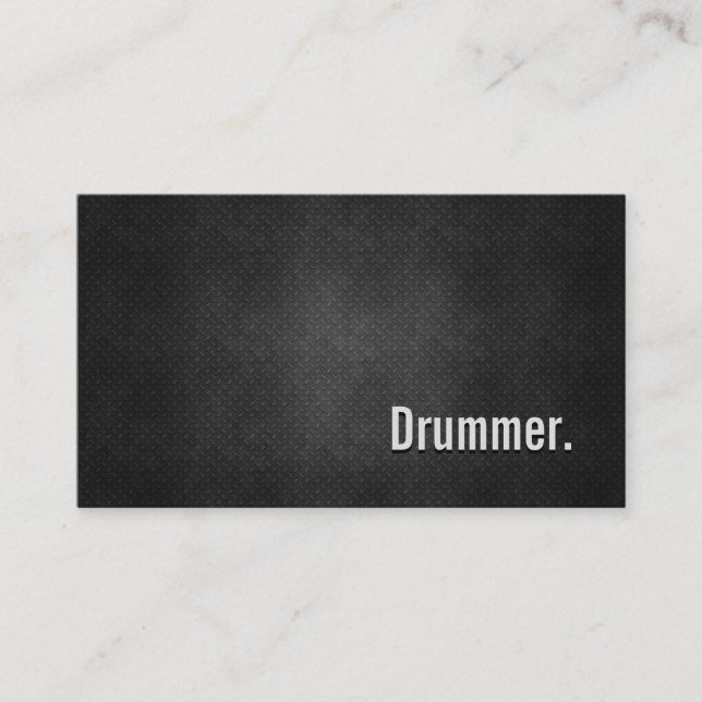 Drummer Cool Black Metal Simplicity Business Card (Front)