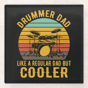 Drummer Dad Like A Regular Dad But Cooler Glass Coaster