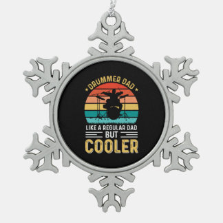 Drummer Dad Snowflake Pewter Christmas Ornament
