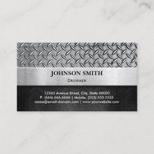 Drummer - Diamond Metal Plate Business Card