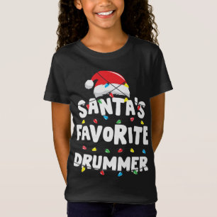 Drummer Drum Christmas Santa's Favourite Funny Gif T-Shirt