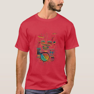 Drummer Drum Set 80s Retro Vintage Drumming Drums  T-Shirt