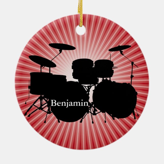 Drummer Drum Set Design Ornament (Back)