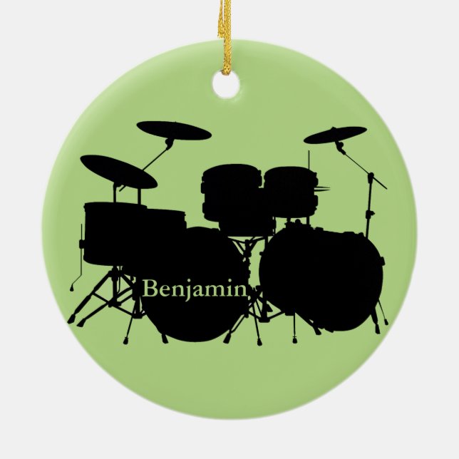 Drummer Drum Set Design Ornament (Back)