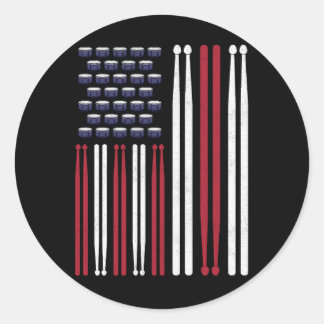 Drummer Drum Sticks Classic Round Sticker