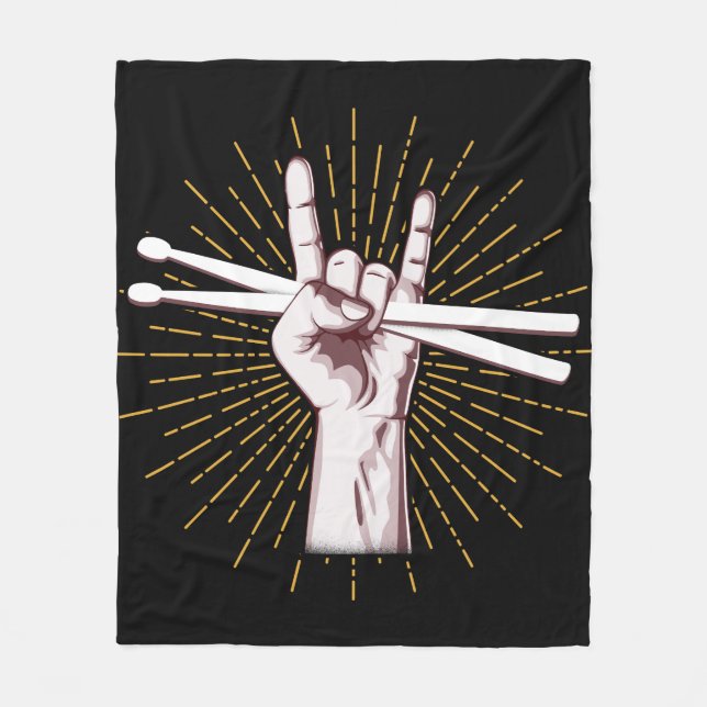 Drummer Drum Sticks Hand Rock Fleece Blanket (Front)