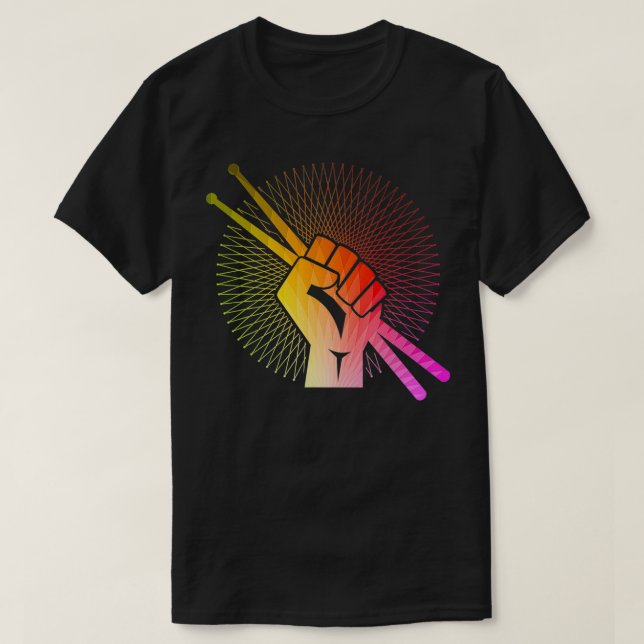 Drummer  Drum Sticks Retro Drumming  Gift  T-Shirt (Design Front)