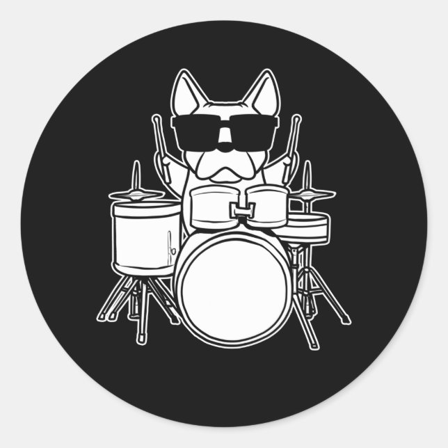 Drummer Drummer Dog With Drums Classic Round Sticker (Front)