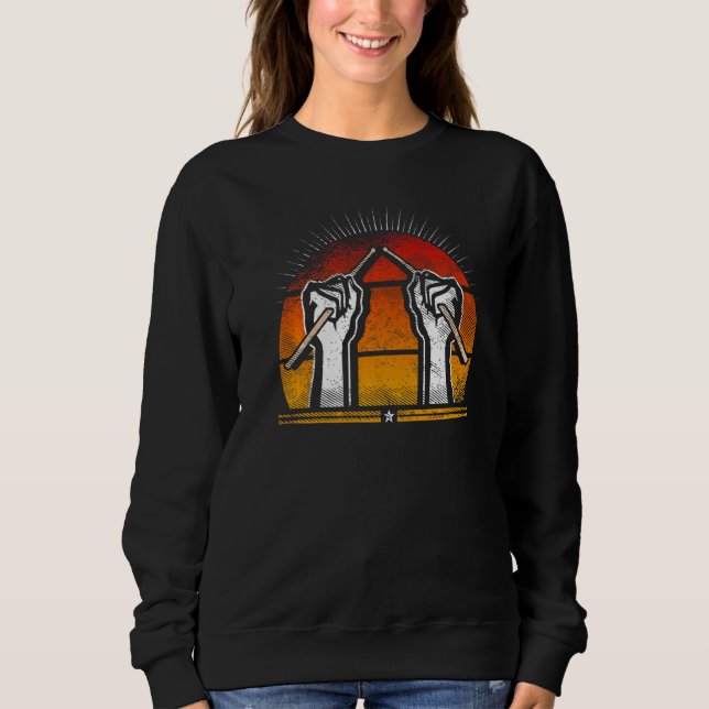 Drummer Drummer Vintage Retro Fist & Drum Sticks Sweatshirt (Front)