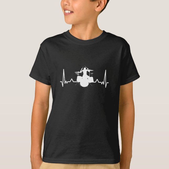 Drummer Drumming Heartbeat Funny Gift T-Shirt (Front)