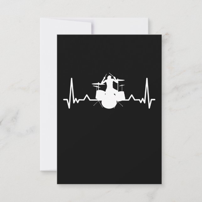 Drummer Drumming Heartbeat Funny Gift Thank You Card (Front)