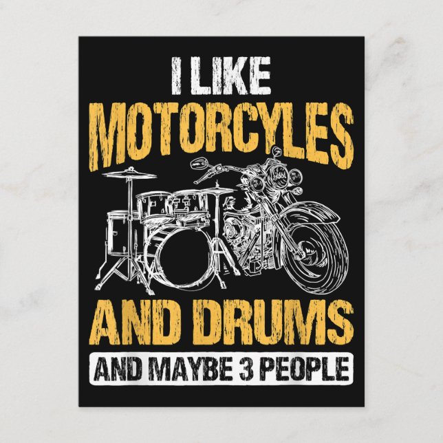 Drummer Drumming I Like Motorcycles And Drums Enclosure Card (Front)