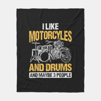 Drummer Drumming I Like Motorcycles And Drums Fleece Blanket
