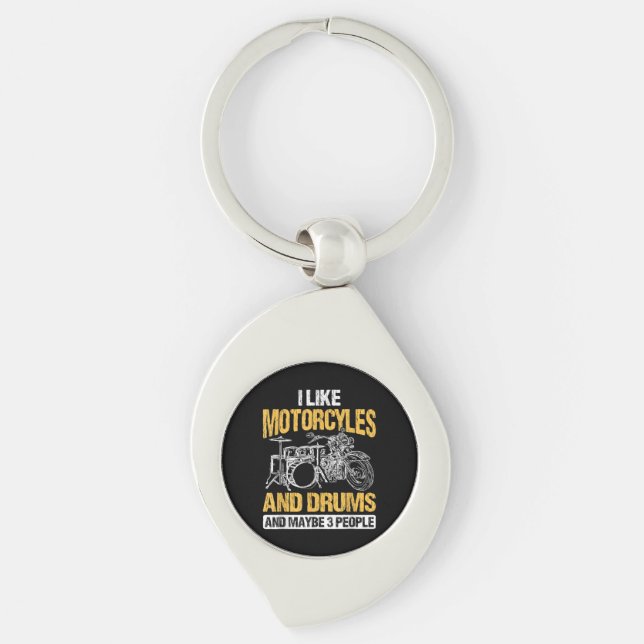 Drummer Drumming I Like Motorcycles And Drums Key Ring (Front)