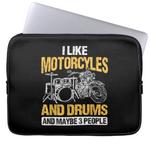 Drummer Drumming I Like Motorcycles And Drums Laptop Sleeve