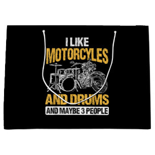 Drummer Drumming I Like Motorcycles And Drums Large Gift Bag