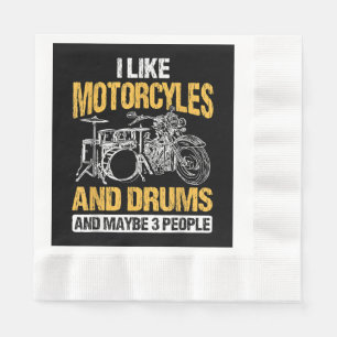 Drummer Drumming I Like Motorcycles And Drums Napkin